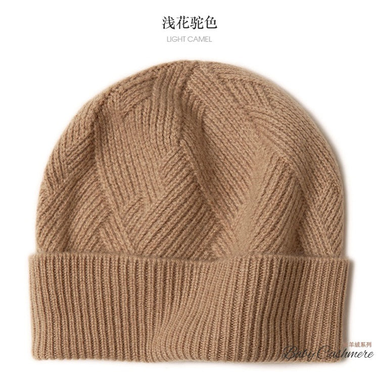 Consaini New 100 Pure Cashmere Hat All-match Middle-aged and Young European and American Knitted Hat Amazon Warm Ear Protection Hat