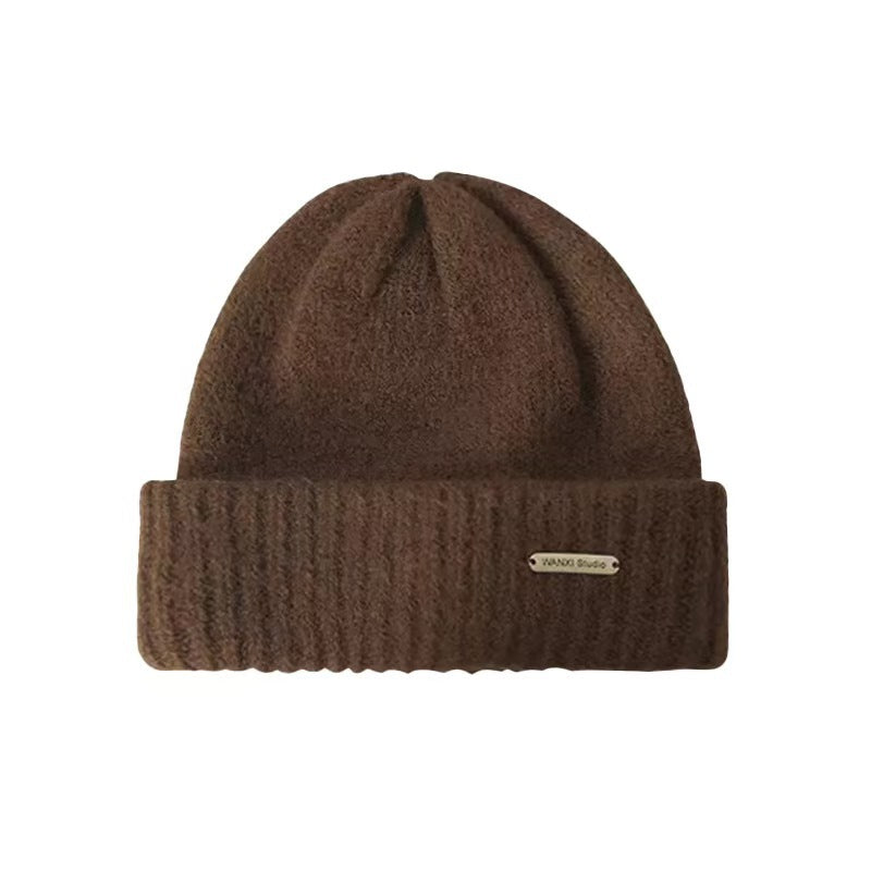 Hat Women's Autumn and Winter Warm Explosive Ear Protection Face Small Knitted Hat Windproof Moon Hat Wool Big Head Heap