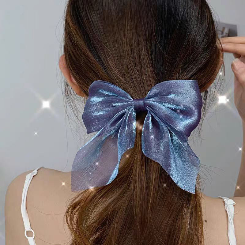 Japanese and Korean Style Elegant Sweet Mesh Bow Pointed Bouth Clip Pontail Decorative Hairpin Elegant Half-Tie Hairpin Hair Accessories