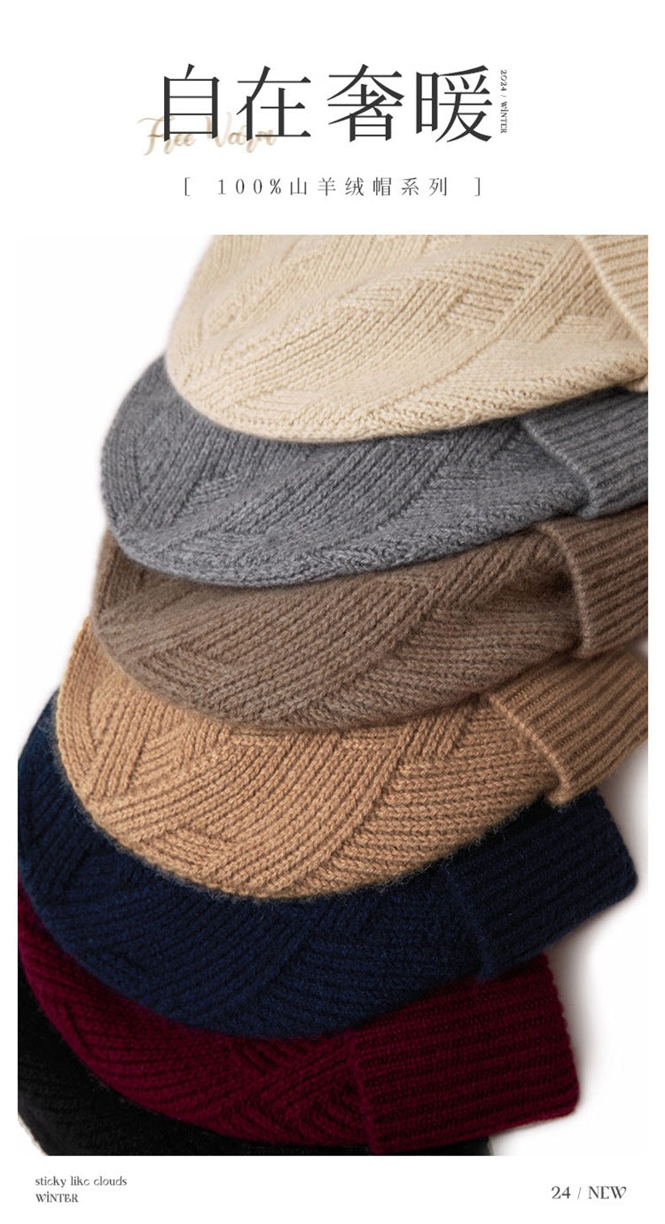 Consaini New 100 Pure Cashmere Hat All-match Middle-aged and Young European and American Knitted Hat Amazon Warm Ear Protection Hat
