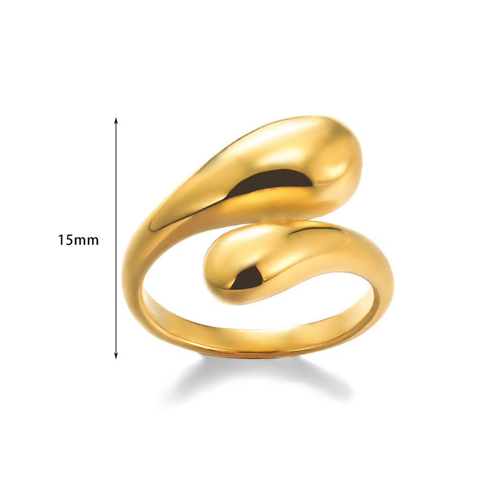 Cross-border stainless steel ring adjustable geometric ring 18k