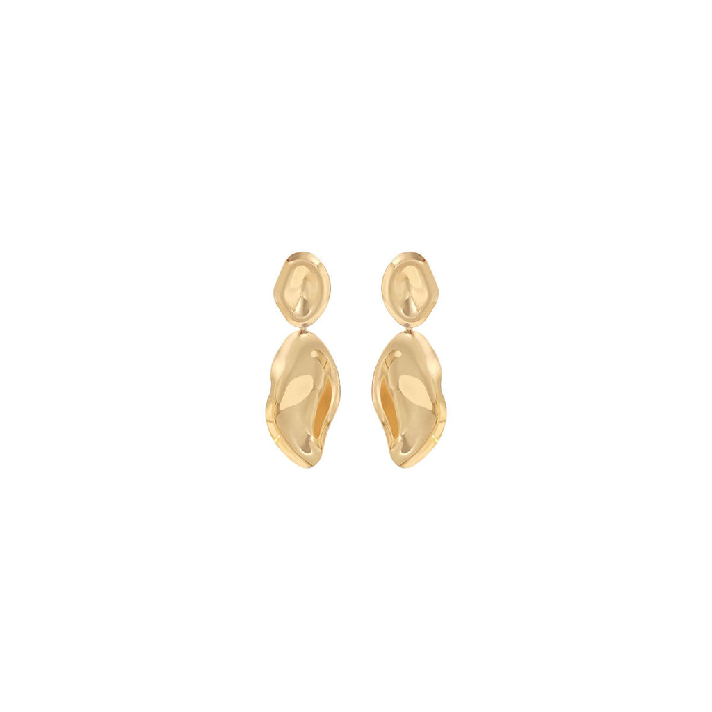 European and American light luxury high-end metal style simple personality earrings women's retro flower pearl hollow love earrings
