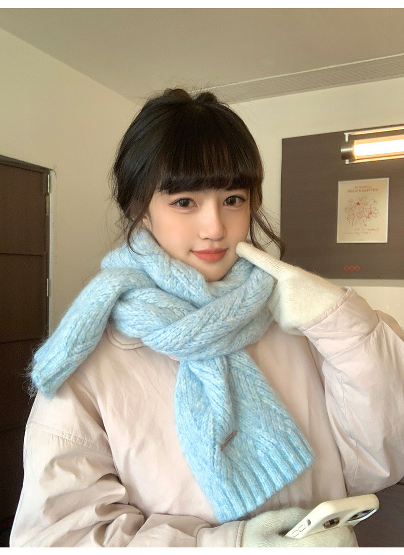Albaca Alpaca Scarf Women's Winter New Wool Blended Korean Fashionable Student High-grade Knitted Scarf