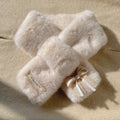 Sweet and Cute Double-layer Bow Fur Collar Scarf Women's Thickened Winter Windproof and Cold Wool Scarf Cross for Students