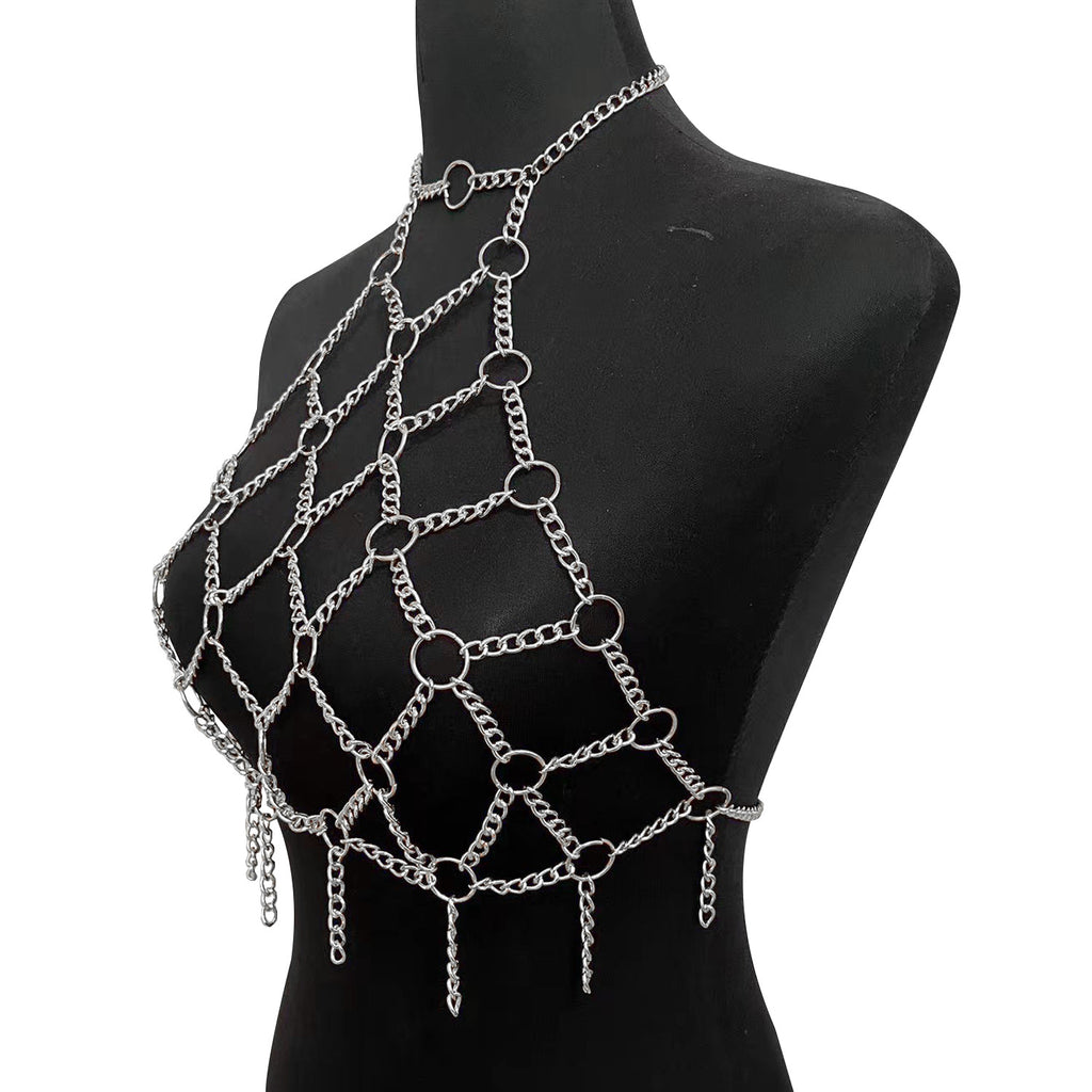 Bamboo such as clothing nightclub fashion hot girl metal ring neck mesh hollow sexy body chain DL0001