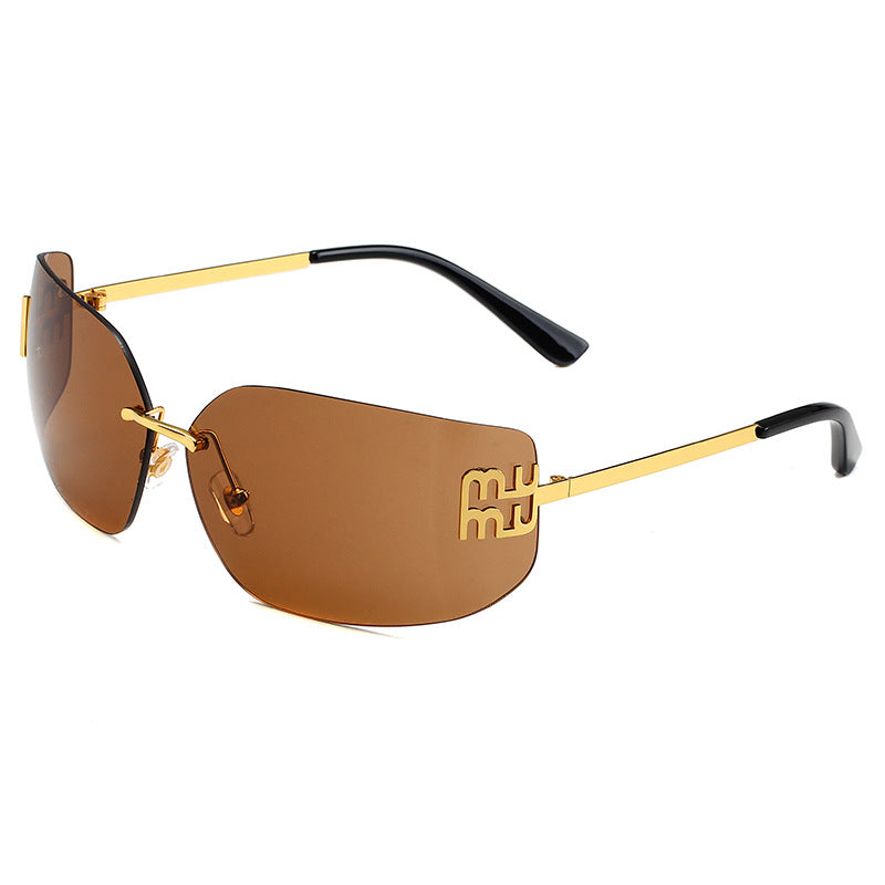 European and American New Fashion Frameless Black Sunglasses