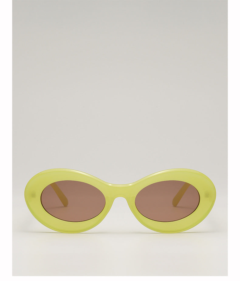 Oleo New Candy Color Small Frame Oval Dopamine Color Sunglasses Travel Party Photo Shade Sunglasses