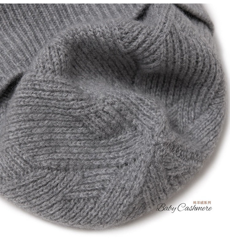Consaini New 100 Pure Cashmere Hat All-match Middle-aged and Young European and American Knitted Hat Amazon Warm Ear Protection Hat
