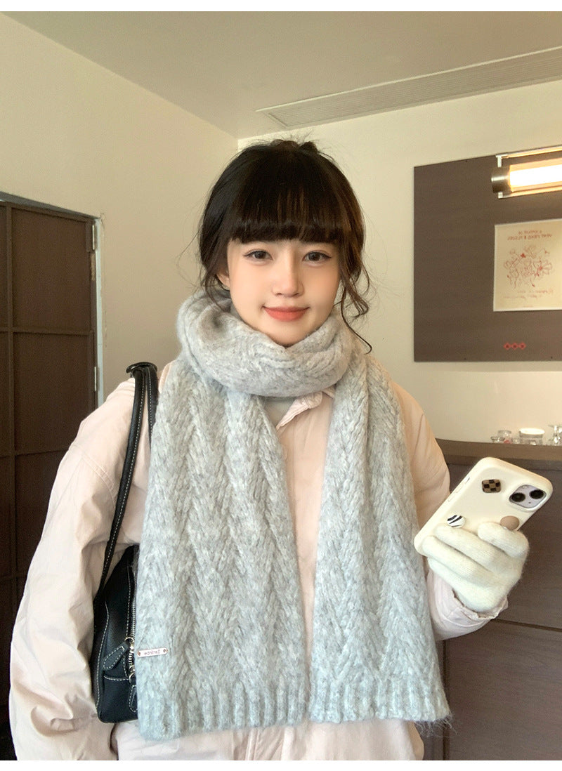 Albaca Alpaca Scarf Women's Winter New Wool Blended Korean Fashionable Student High-grade Knitted Scarf