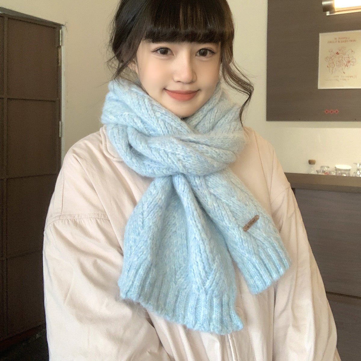 Albaca Alpaca Scarf Women's Winter New Wool Blended Korean Fashionable Student High-grade Knitted Scarf