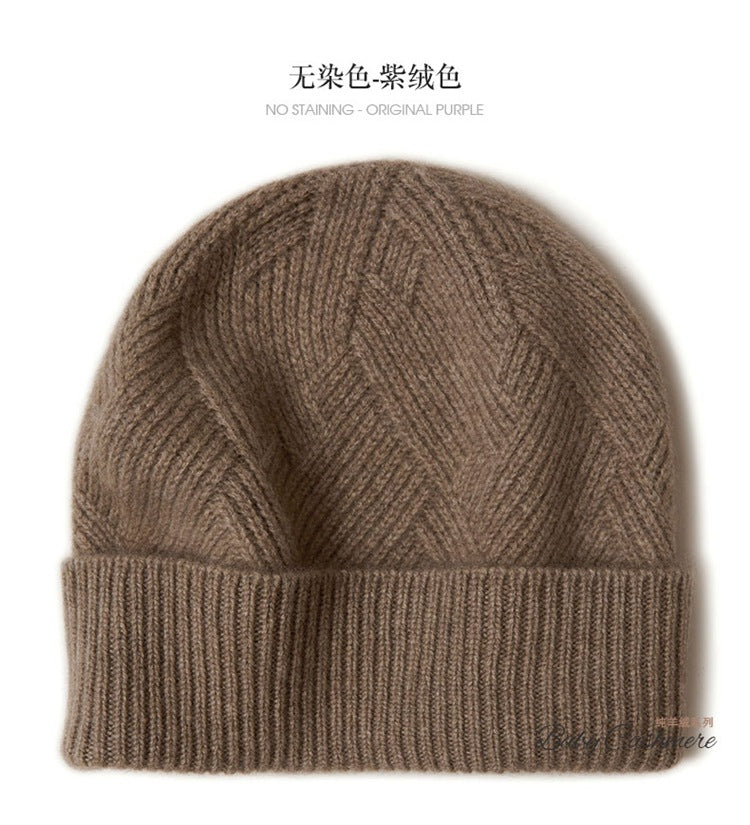 Consaini New 100 Pure Cashmere Hat All-match Middle-aged and Young European and American Knitted Hat Amazon Warm Ear Protection Hat