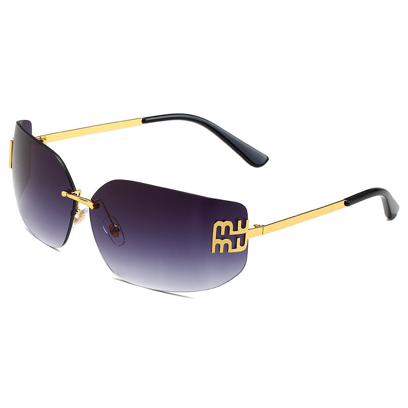 European and American New Fashion Frameless Black Sunglasses