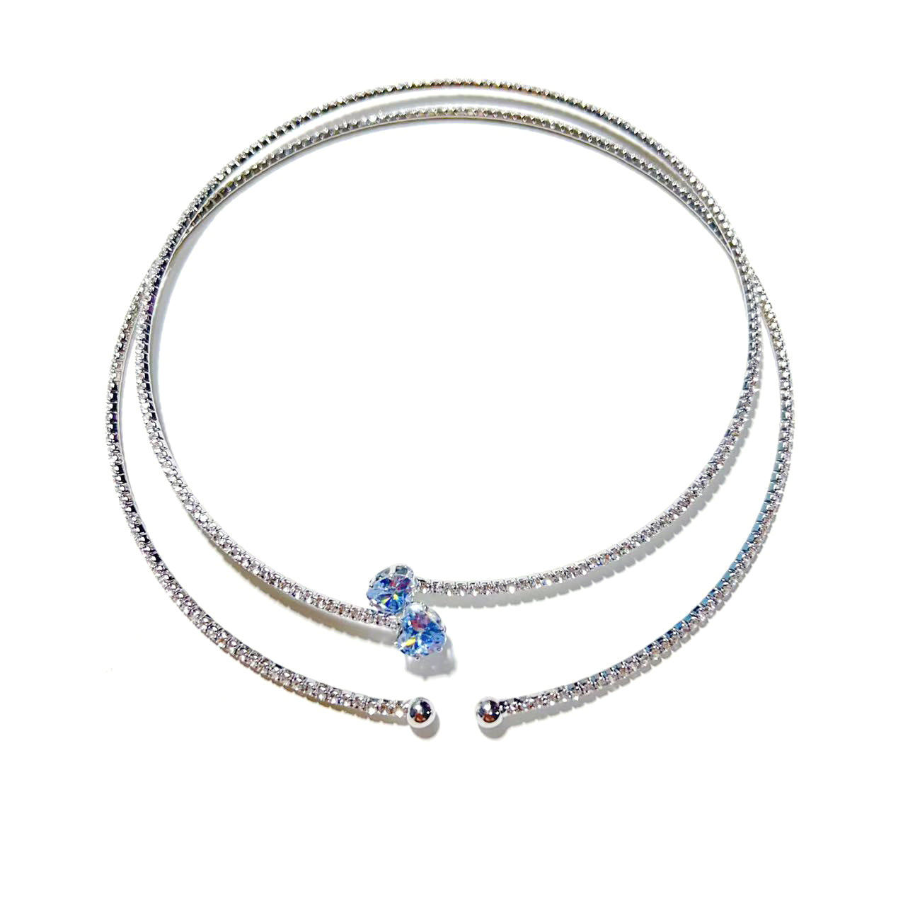 European and American design ins style double-layer collar handmade banquet jewelry full of diamond love zircon neck chain necklace