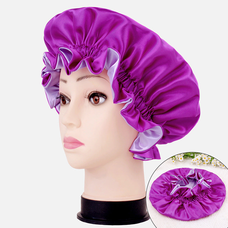 2026 New Style Hair Care Women's Postpartum Hat Satin Elastic Wide-Brimmed Double-Layer Warm Hat