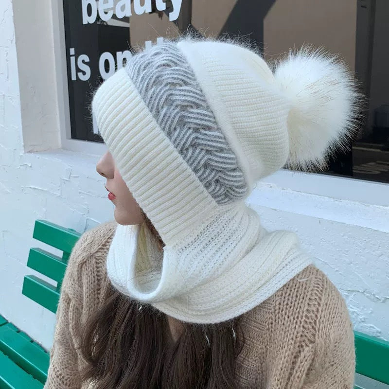 Hat Women's Autumn and Winter Velvet Scarf