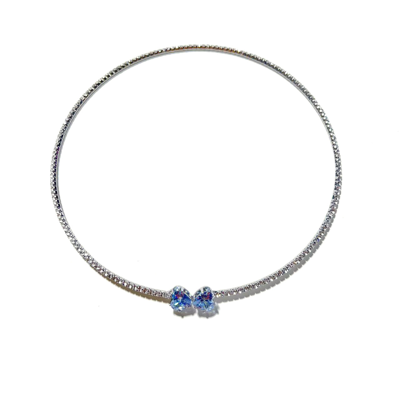 European and American design ins style double-layer collar handmade banquet jewelry full of diamond love zircon neck chain necklace