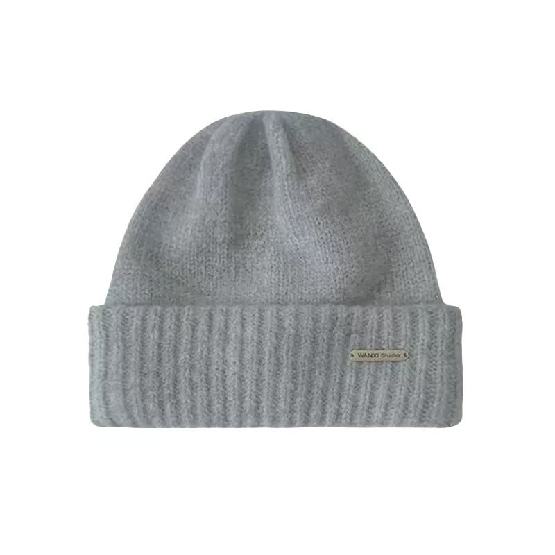 Hat Women's Autumn and Winter Warm Explosive Ear Protection Face Small Knitted Hat Windproof Moon Hat Wool Big Head Heap