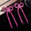 Shein Explosive Bow Long Tassel Earrings Women's Personality Super Flash Rhinestone Bride Wedding All-match Ear Jewelry