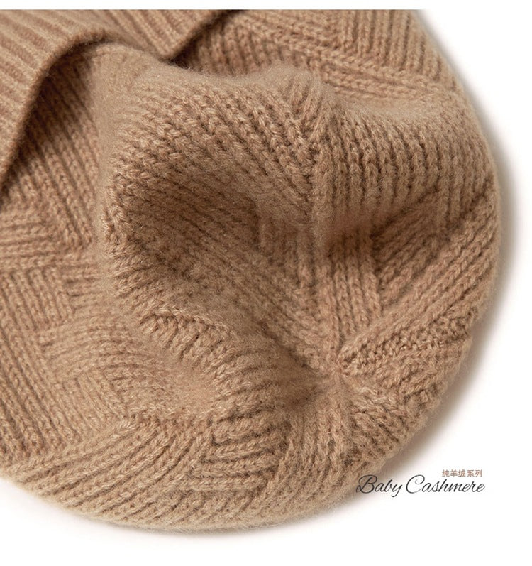 Consaini New 100 Pure Cashmere Hat All-match Middle-aged and Young European and American Knitted Hat Amazon Warm Ear Protection Hat