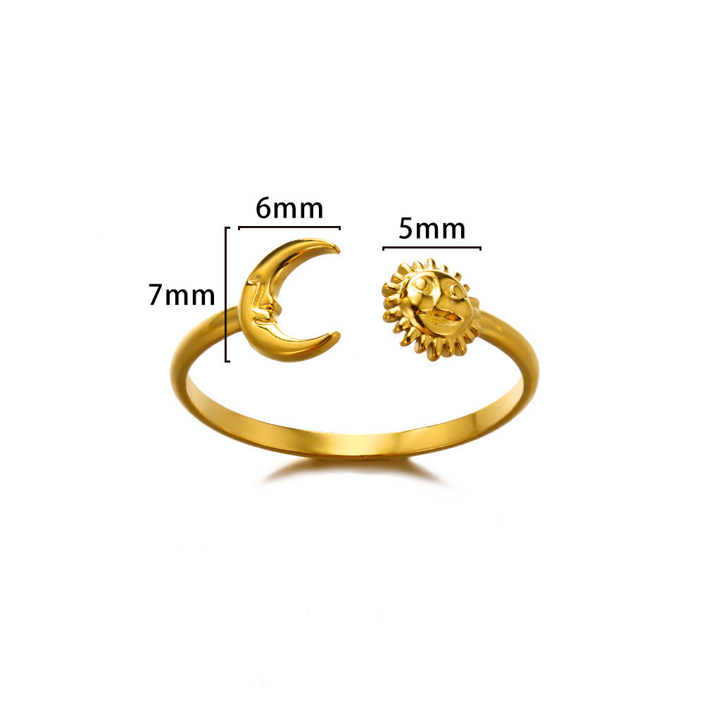 Cross-border stainless steel ring adjustable geometric ring 18k