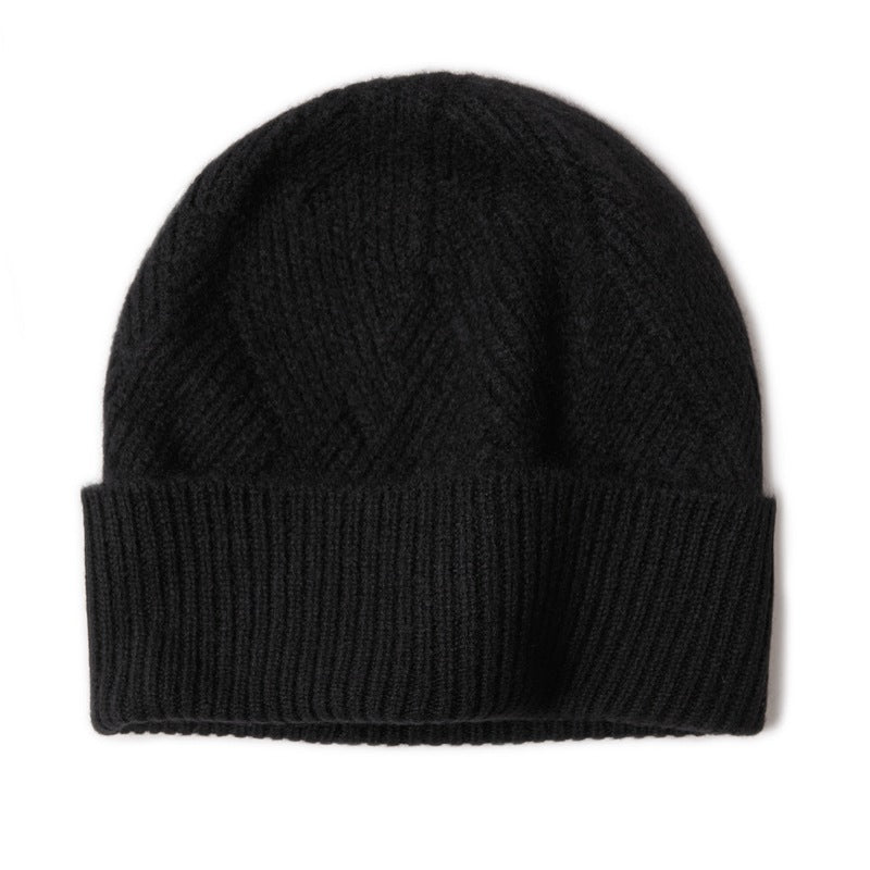 Consaini New 100 Pure Cashmere Hat All-match Middle-aged and Young European and American Knitted Hat Amazon Warm Ear Protection Hat