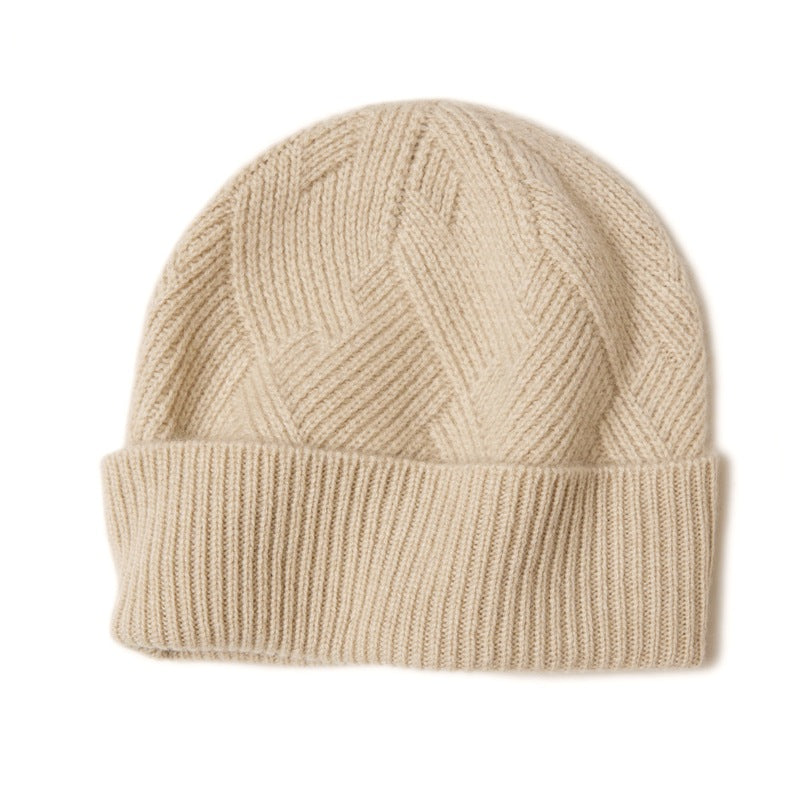 Consaini New 100 Pure Cashmere Hat All-match Middle-aged and Young European and American Knitted Hat Amazon Warm Ear Protection Hat