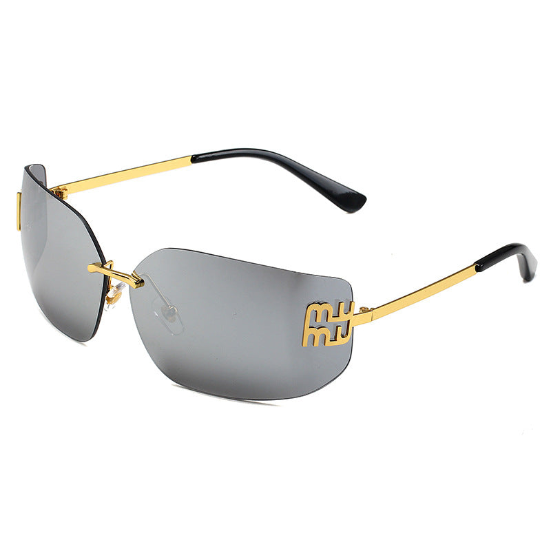 European and American New Fashion Frameless Black Sunglasses