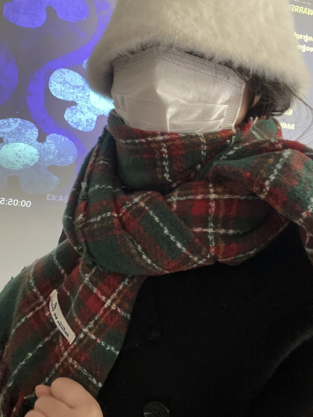 Happy Christmas Plaid Scarf Women's Winter High-end Cashmere Warm Neck Couple's JK Shawl