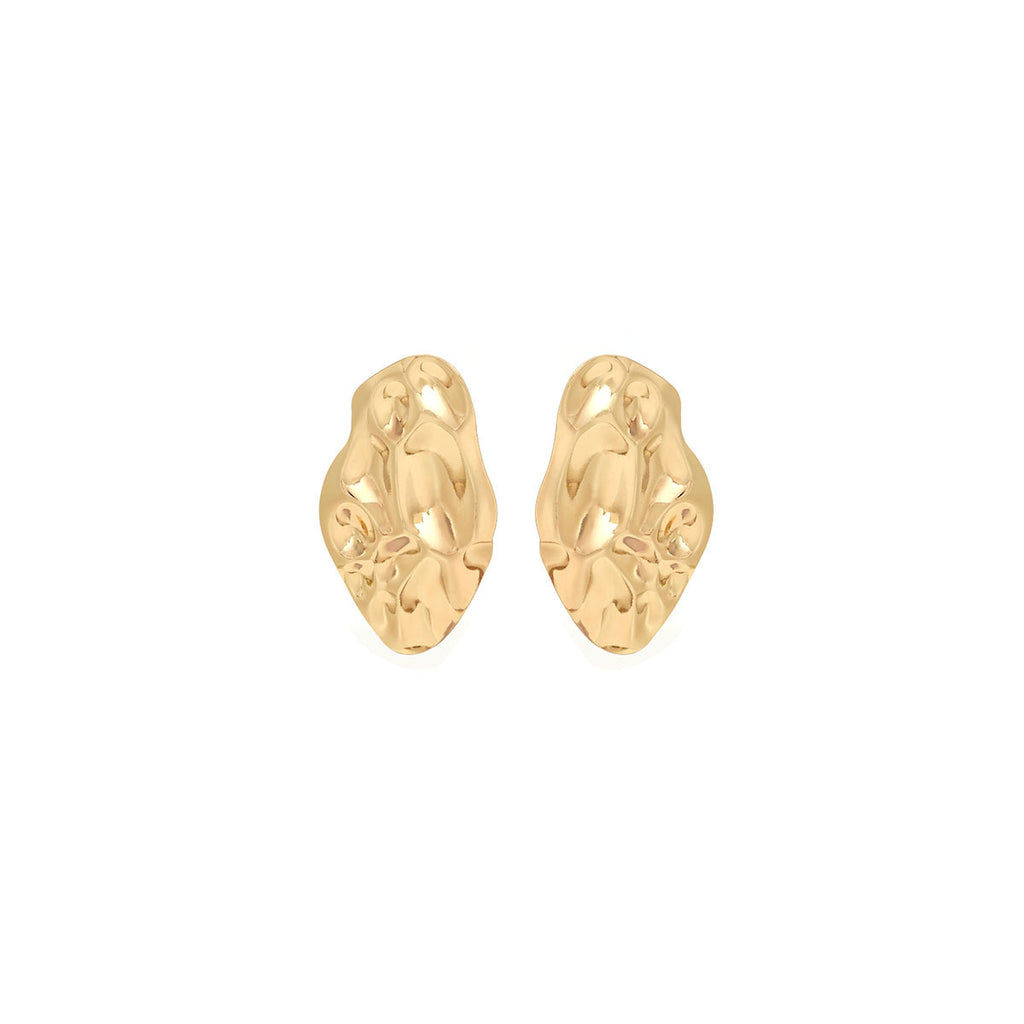 European and American light luxury high-end metal style simple personality earrings women's retro flower pearl hollow love earrings
