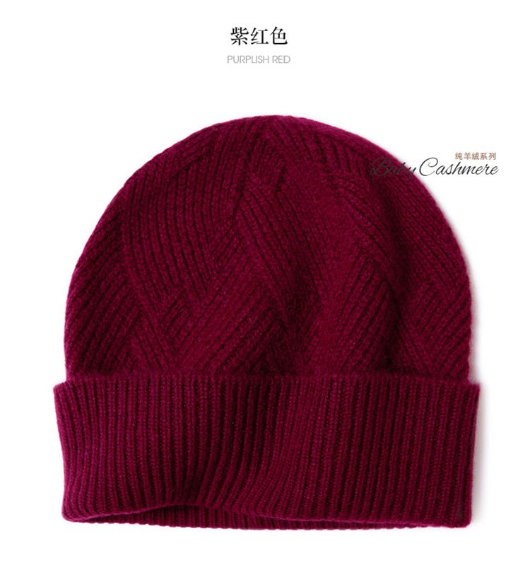 Consaini New 100 Pure Cashmere Hat All-match Middle-aged and Young European and American Knitted Hat Amazon Warm Ear Protection Hat