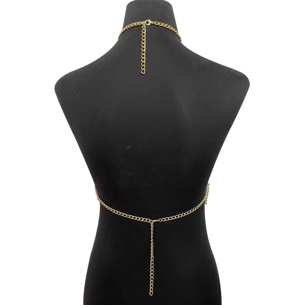 Bamboo such as clothing nightclub fashion hot girl metal ring neck mesh hollow sexy body chain DL0001