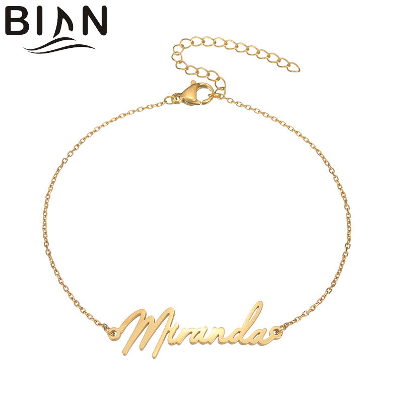 Factory direct cross-border explosions diy niche design necklace custom name stainless steel necklace clavicle chain