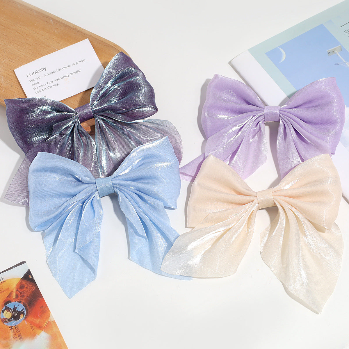 Japanese and Korean Style Elegant Sweet Mesh Bow Pointed Bouth Clip Pontail Decorative Hairpin Elegant Half-Tie Hairpin Hair Accessories