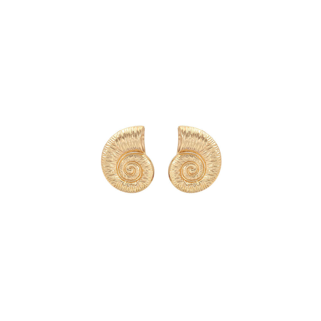 European and American light luxury high-end metal style simple personality earrings women's retro flower pearl hollow love earrings