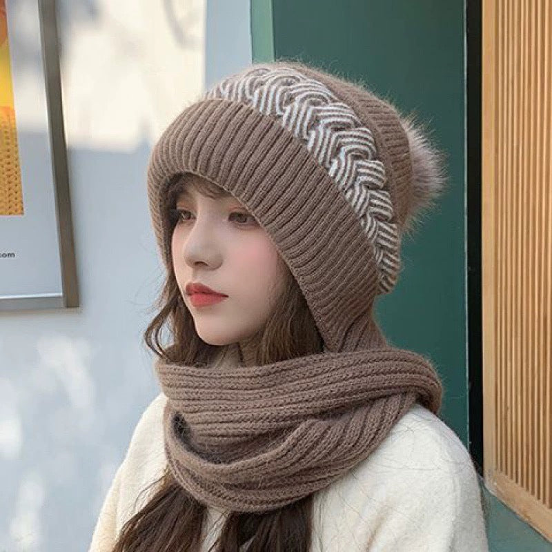 Hat Women's Autumn and Winter Velvet Scarf