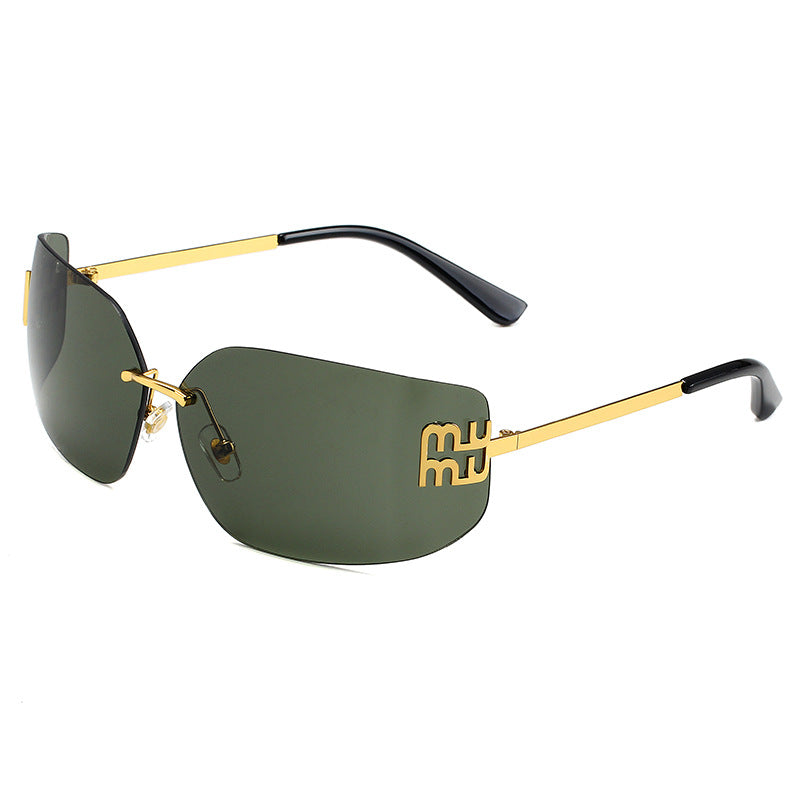 European and American New Fashion Frameless Black Sunglasses