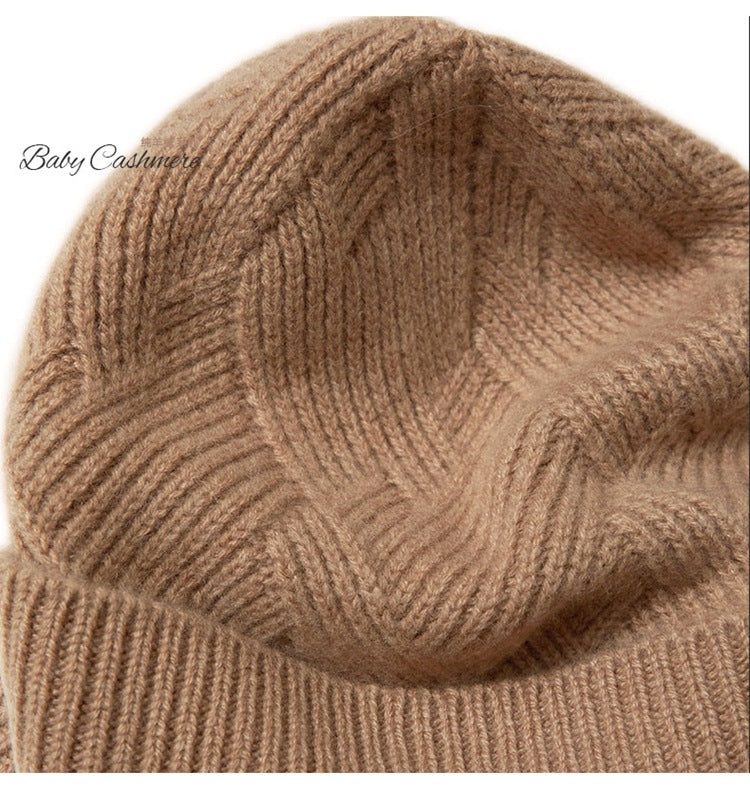 Consaini New 100 Pure Cashmere Hat All-match Middle-aged and Young European and American Knitted Hat Amazon Warm Ear Protection Hat