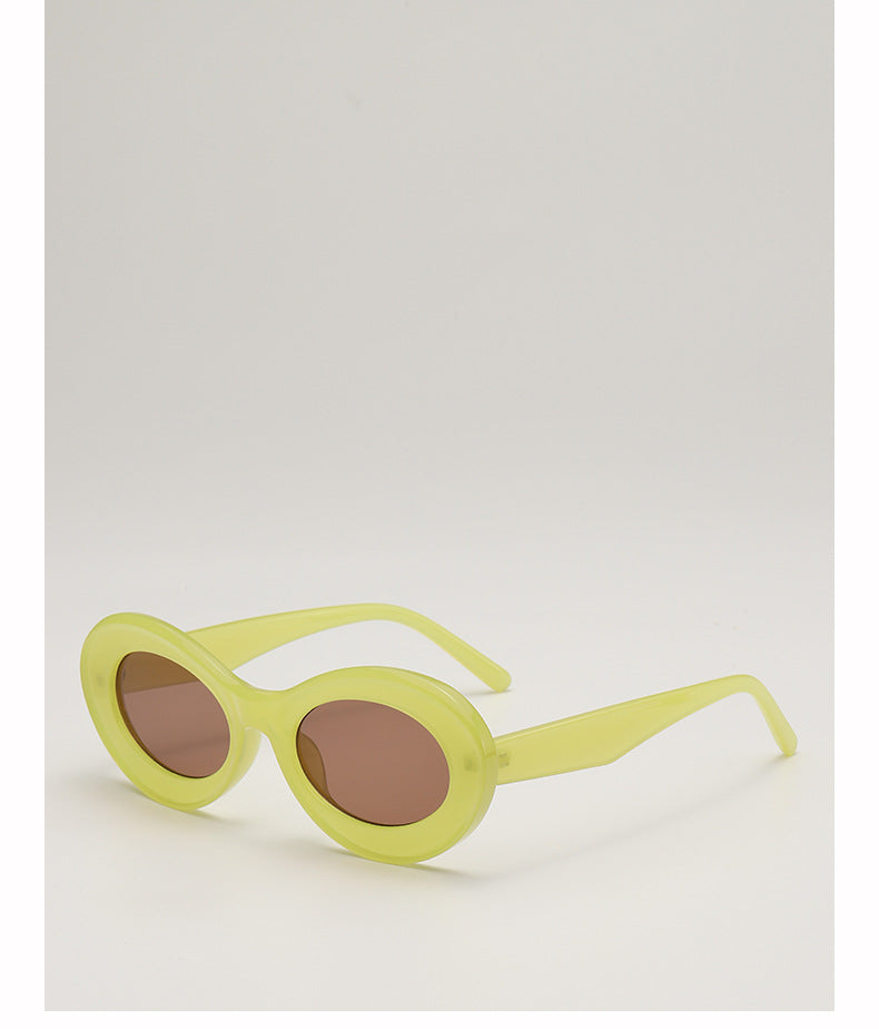 Oleo New Candy Color Small Frame Oval Dopamine Color Sunglasses Travel Party Photo Shade Sunglasses