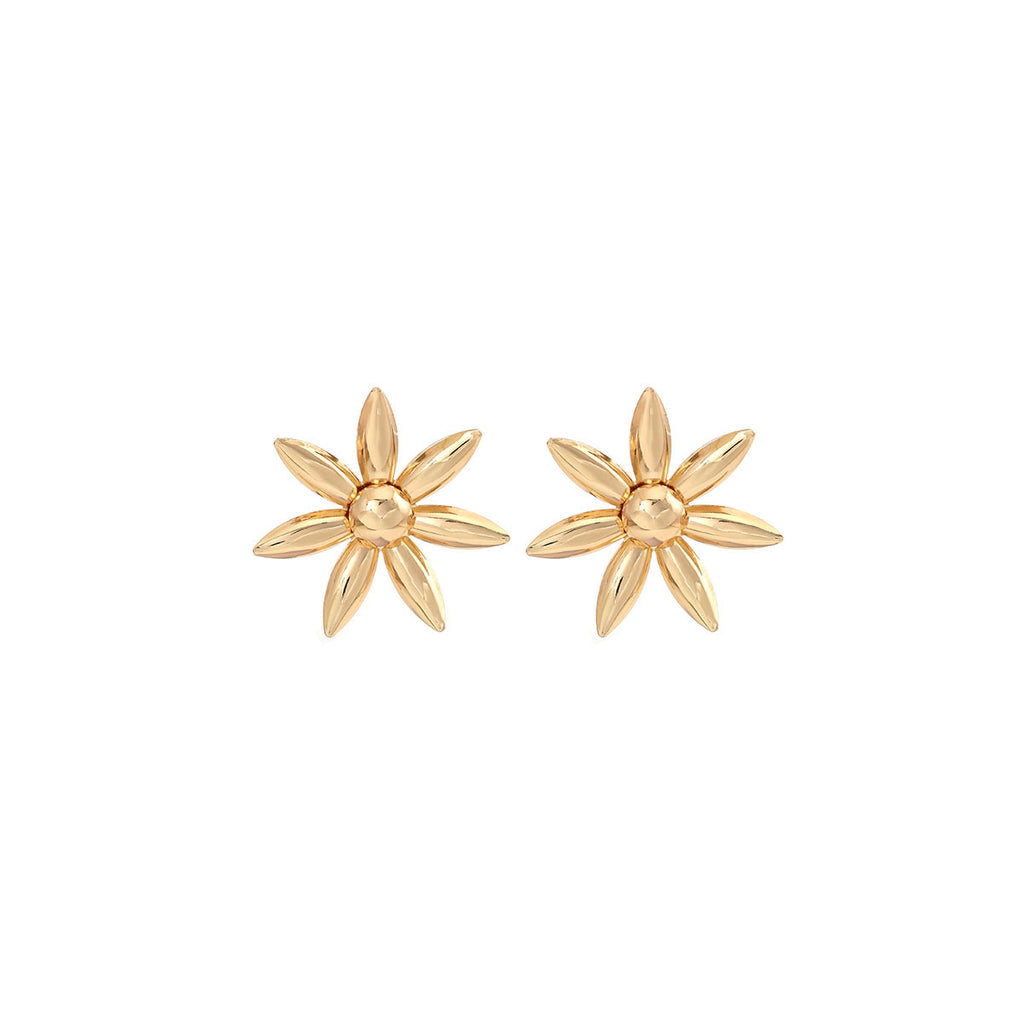 European and American light luxury high-end metal style simple personality earrings women's retro flower pearl hollow love earrings