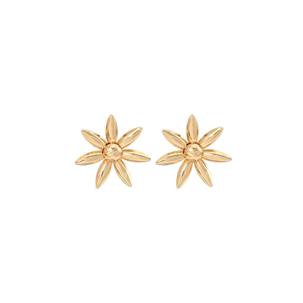 European and American light luxury high-end metal style simple personality earrings women's retro flower pearl hollow love earrings