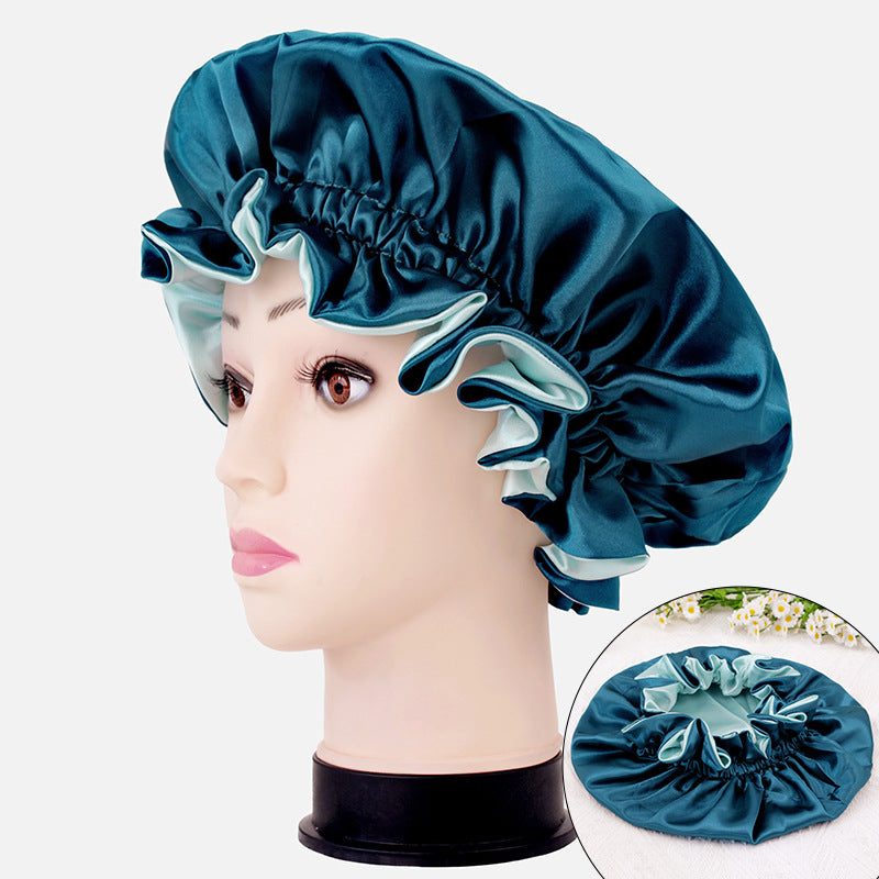 2026 New Style Hair Care Women's Postpartum Hat Satin Elastic Wide-Brimmed Double-Layer Warm Hat