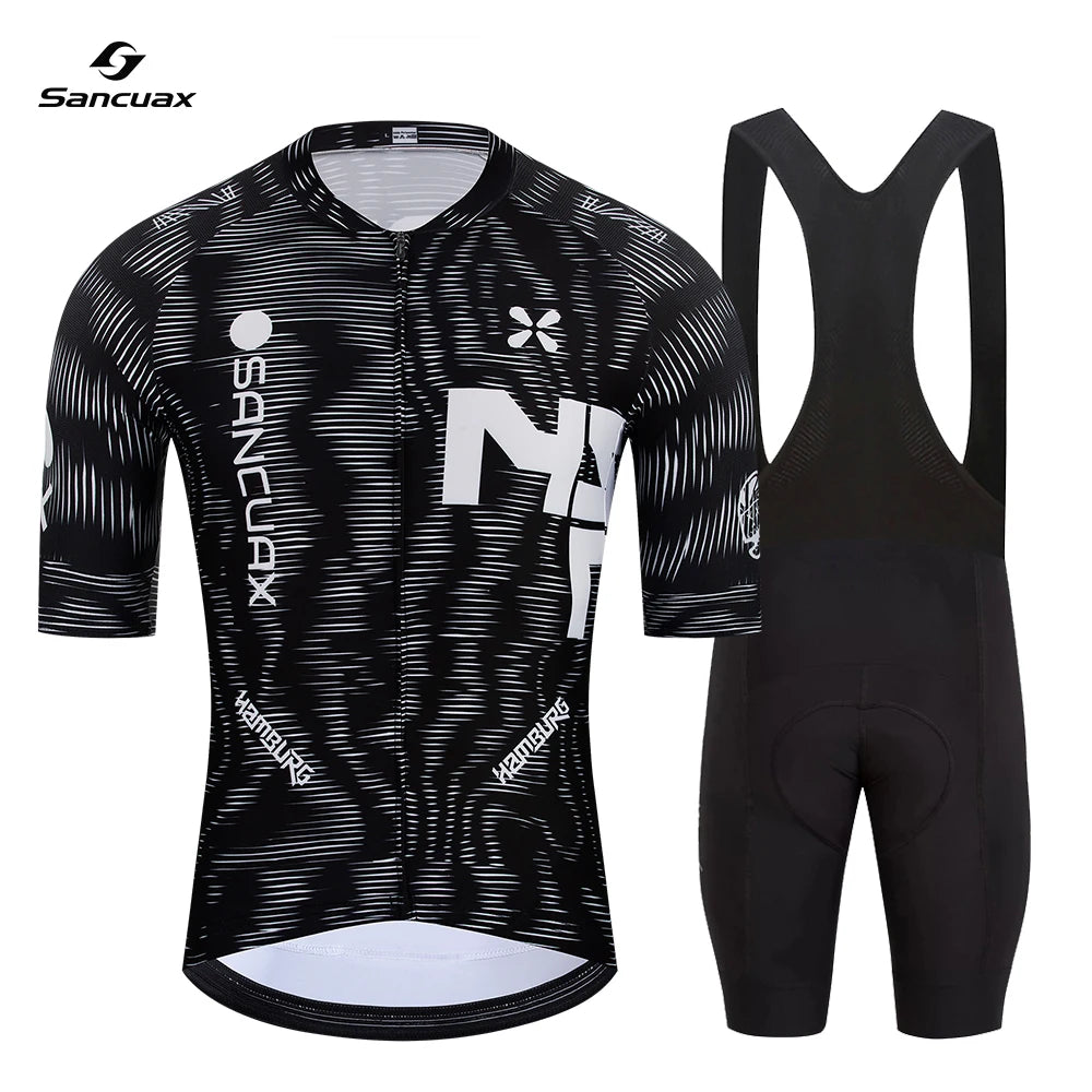 Sancuax Summer Cycling Clothing Men's Short Sleeves Cycling Jersey Set with Pockets Breathable Road Bike Maillot Ciclismo Hombre