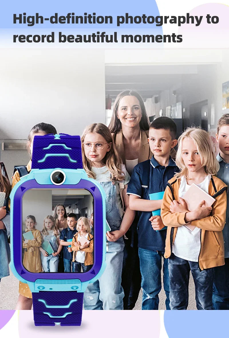 Smart Watch for Kids with SOS Antilost GPS Location Camera Sim Card Call Function Waterproof Suitable for Android iOS New