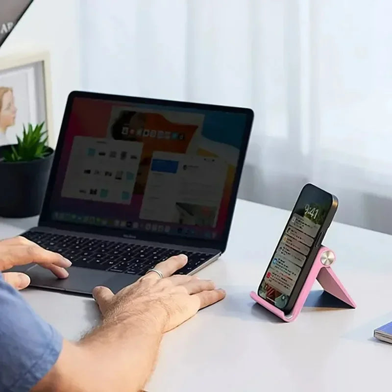 Adjustable Mobile Phone Stand Portable Folding Desktop Phone Holder Compatible with Mobile Phones and Tablets