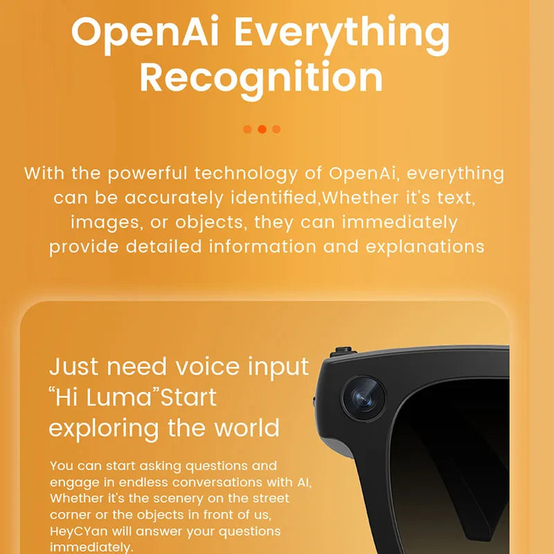 Smart Glasses with EIS Anti-shake 1080P Shooting Real-time Translation of Conversations Photos Long-lasting Music Smart Glasses