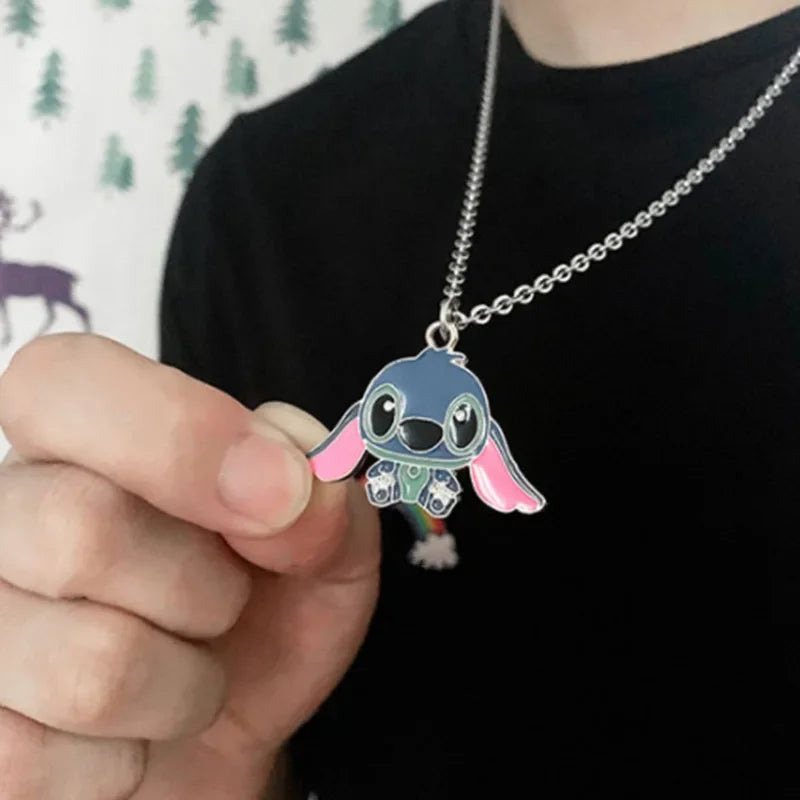 new Cartoon Necklace Lilo &amp Stitch Modeling Metal Necklace Anime Characters Stitch Kawaii Hip Hop Pendant Kids Gifts