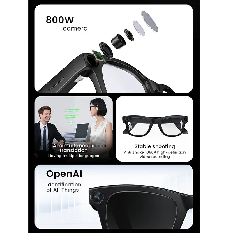 2026 New Smart Glasses 8 Million Pixels HD Photo Video Recording AI Intelligent Translation Call Noise Reduction Smart Glasses