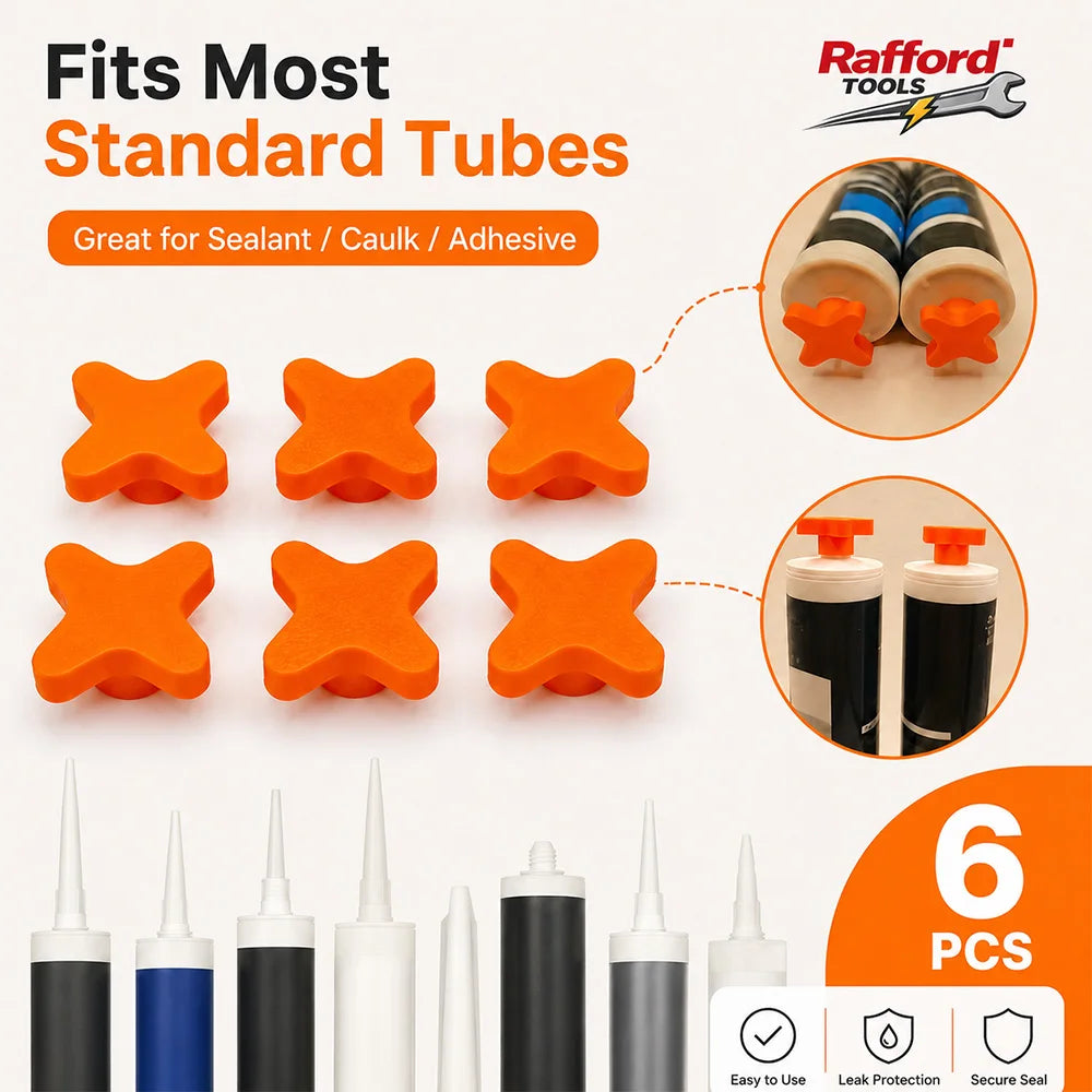 6pcs reusable tube plugs with threaded sealing caps for standard-sized caulking tubes design to prevent drying and deformation