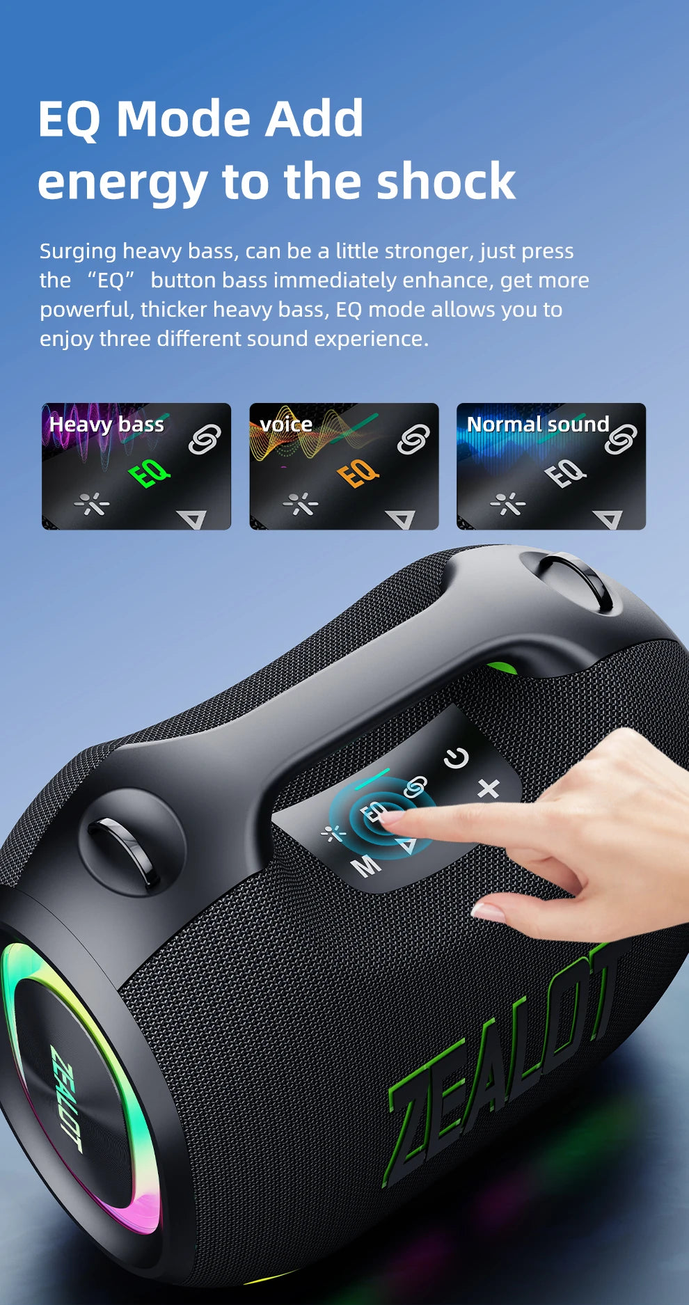 Zealot-ZE01 120W Big Power Portable Bluetooth Speaker Wireless TWS Subwoofer Bluetooth Speaker Waterproof Mobile HIFI Quality