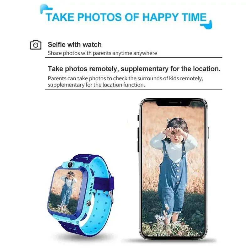 Smart Watch for Kids with SOS Antilost GPS Location Camera Sim Card Call Function Waterproof Suitable for Android iOS New